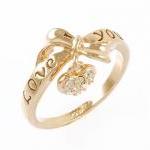 18K Rose Gold GP Bow Tie Heart "Love You" Ring with Swarovski Crystal, Size 6.5