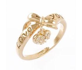 18K Rose Gold GP Bow Tie Heart "Love You" Ring with Swarovski Crystal, Size 6.5