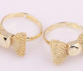 Golden Cute Knitted Bowknot Adjustable Ring