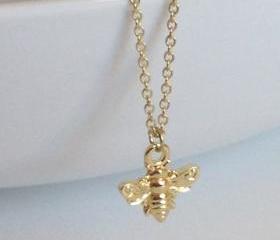 24k gold bee necklace