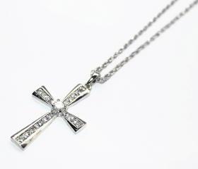 Dazzling Stainless Steel Trendy Cross Pentant Necklace with Swarovski Crystals